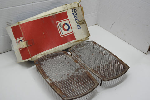 NOS 1964 1980 GM Rear Speaker Grille Cover Pair Grill Set of 2 IN BOX 4x10 Metal