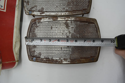 NOS 1964 1980 GM Rear Speaker Grille Cover Pair Grill Set of 2 IN BOX 4x10 Metal
