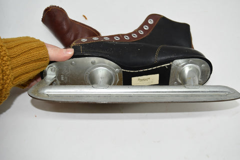 Vintage Antique Brunswick Ice Skates Well Loved Worn Decoration Retro Leather