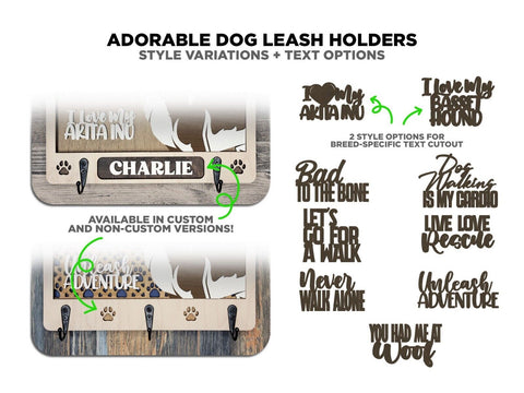 Adorable Dog Leash Holder Custom Pick Your Breed Hooks Hanger Pet Decor
