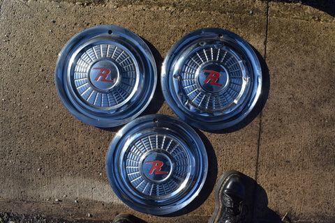 Lot of 3 1958 1959 1960 AMC Rambler 15" Hubcaps Hub Caps Wheel Covers 58 59 60