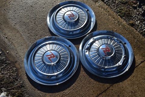 Lot of 3 1958 1959 1960 AMC Rambler 15" Hubcaps Hub Caps Wheel Covers 58 59 60