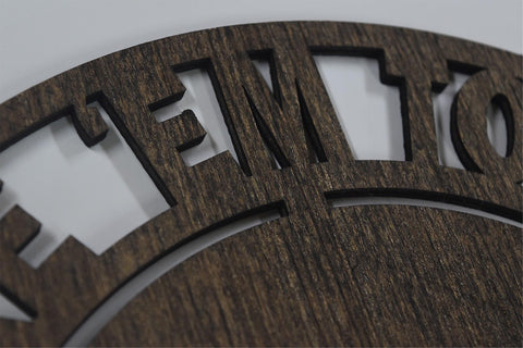 Yellowstone Take Em to the Train Station Laser Cut Wood Sign 11.5" Round Stained