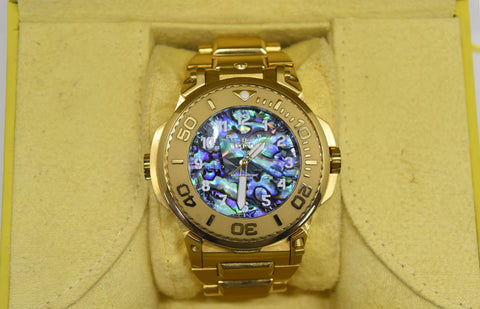 RARE Invicta Reserve Transatlantic Dual Dial Abalone White 28579 Watch 54.7m