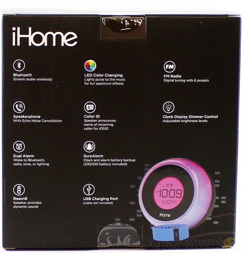 iHome Dual Alarm Clock Charger Color Changing iBT290 New Open Box