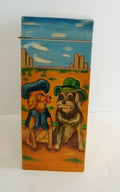 Vintage Wooden Hand Crafted Painted Dog Treat Box Dog Bone Handle Pet Decor