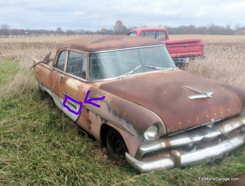 1956 Plymouth Belvedere Right Center Door Trim badge W/ HARDWARE