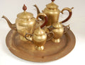 Vintage Rare 5 PIECE BRASS COFFEE TEA SET Serving Tray, Pot, Creamer, Sugar Bowl