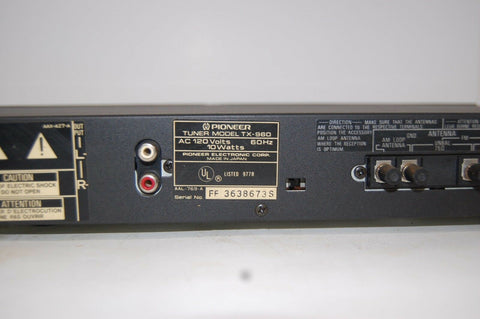 Pioneer Digital Synthesizer Tuner TX-960 WORKS VINTAGE STACKABLE