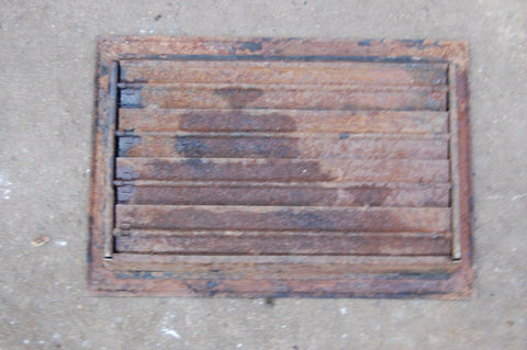 Vintage Metal Vent Slanted Floor Wall Heat Register Grate Old & Rusty 16"x 11"
