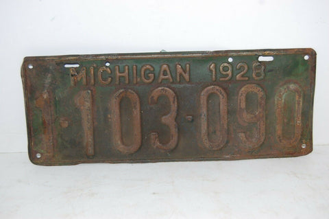 1928 State Of Michigan License Plate vintage automobile plate