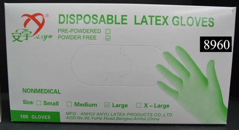 Anyu Large disposable powder free latex gloves 1000 Ct 10 Boxes