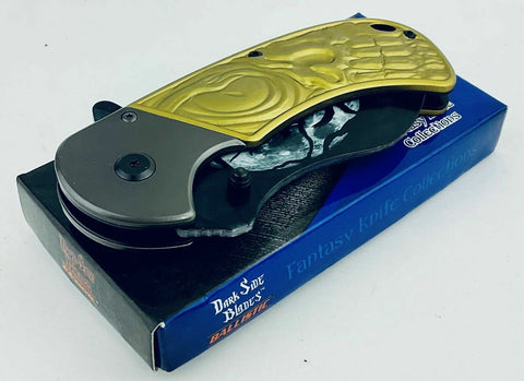 DARK SIDE BLADES FOLDING KNIFE SKULL HANDLE 8INCH COLLECTIBLE