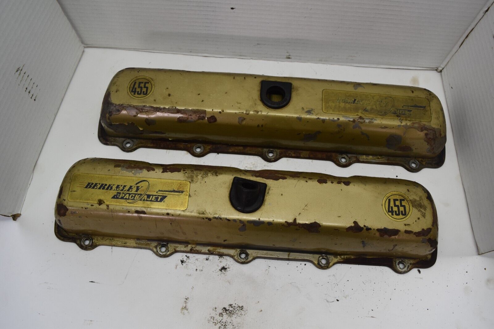 1972 1973 1974 Oldsmobile Script Gold Valve Covers 350 455 Cutlass 442