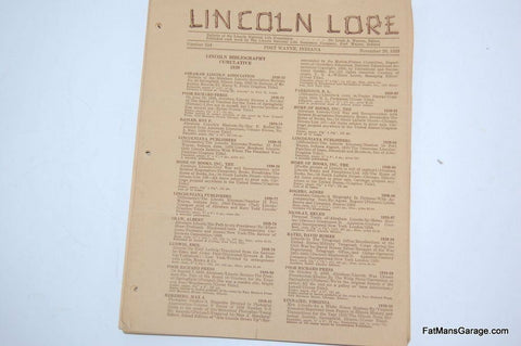 LINCOLN LORE 1931-1942 ABRAHAM LINCOLN AND THE WILSON FAMILY RECORD 1945