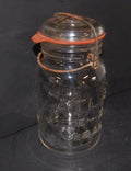 Hazel Atlas E-Z Seal Canning Jar w Lid Wire Bail Closure Clear Glass Embossed