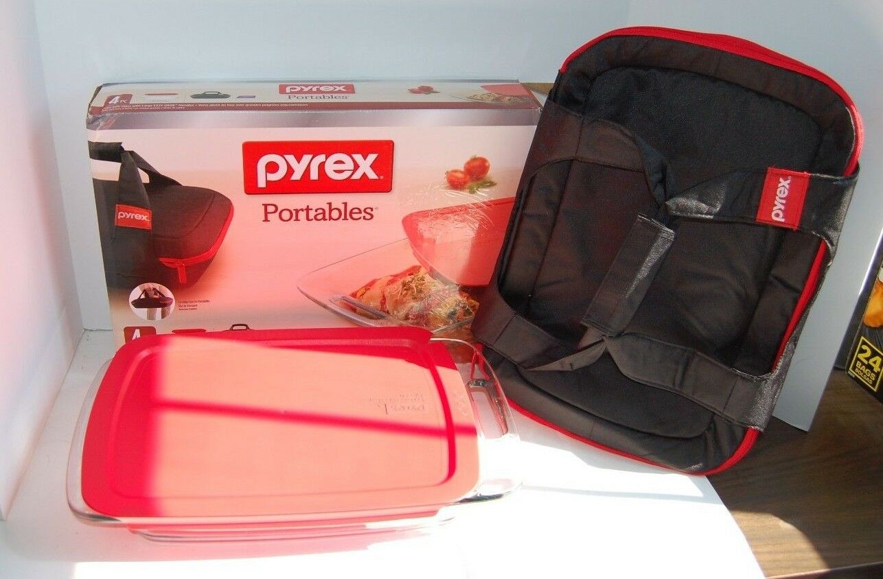 Pyrex Portables 3-Piece Glass Bake-ware & Food Storage Set New With Br ...