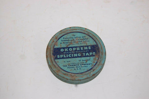 Vintage Weather Resistant Okoprene Splicing Tape Okonite Co Retro Tin w/ Tape