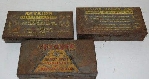 Vintage Handy Andy REPAIR Kit Tins No.4,7,8 Sexauer Co. Retro Container