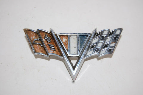 1967 CHEVROLET IMPALA V CROSS FLAG EMBLEM W/ PINS ORNAMENT CAMARO NOVA
