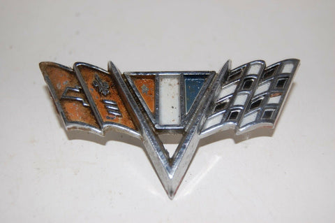 1967 CHEVROLET IMPALA V CROSS FLAG EMBLEM W/ PINS ORNAMENT CAMARO NOVA