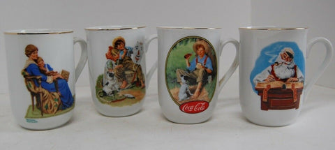 Norman Rockwell Museum tea cups vintage 1980s Gold trim excellent Coffee art set