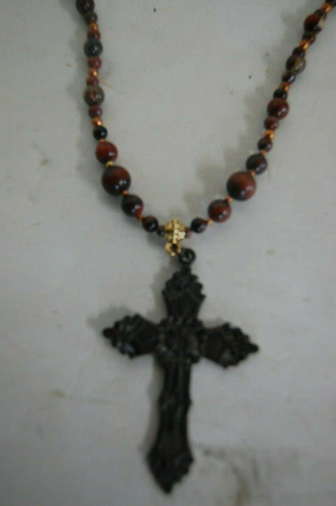 handmade necklace howlite beads/ brown jasper beads/ cooper pendants jewelry set