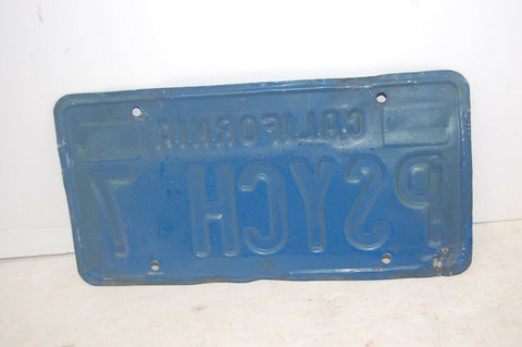 PSYCH 7 vintage license plate PSYCHO? CALIFORNIA 1980'S CA