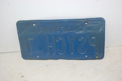 PSYCH 7 vintage license plate PSYCHO? CALIFORNIA 1980'S CA