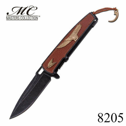 MASTERS COLLECTION MC-A044E KNIFE Leather W/Gold Eagle Man Cave