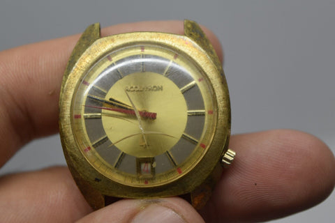 18k gold plated accutron Bulova Broken Glass Not Working For Repair e94959 11276