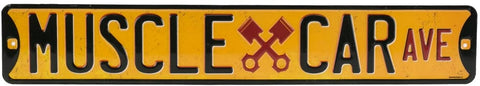 Muscle Car Avenue Embossed Metal Street Sign Man Cave Garage