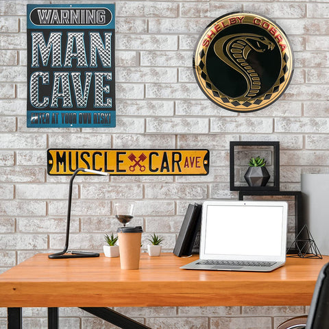 Muscle Car Avenue Embossed Metal Street Sign Man Cave Garage