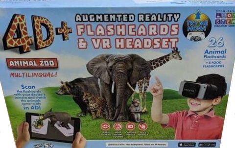 ReTrak 4D+ Animal Zoo Flashards & Virtual Reality Headset Bundle Toys