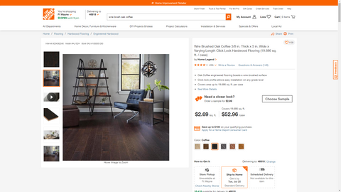 Wire Brushed Oak Coffee Wide x Varying Length Click Lock Hardwood Flooring 78.74 SQ FT AVAILABLE fl27