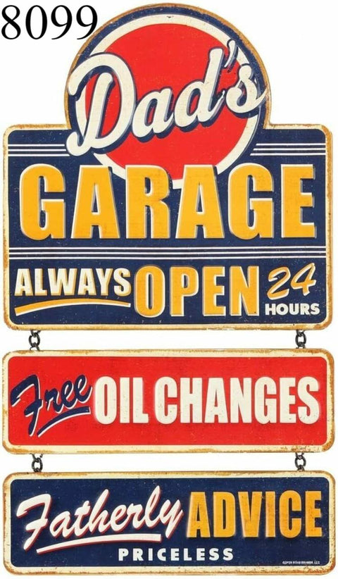 Dad's Garage Linked & Embossed Metal Sign Gift Father Car Auto