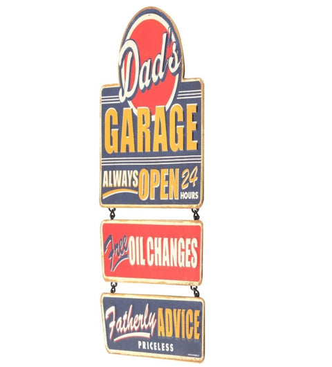 Dad's Garage Linked & Embossed Metal Sign Gift Father Car Auto
