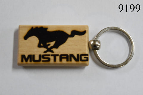 Custom Laser Engraved Wood Keychain | Mustang Logo | Fatman's Garage