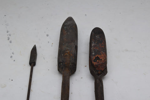 LOT OF 3 Vintage Lead Working Brass Tipped Soldering Tools with Wood Handle