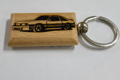 Laser Engraved Wood Keychain 1993 Ford Mustang Fox Body
