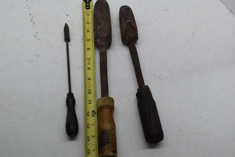 LOT OF 3 Vintage Lead Working Brass Tipped Soldering Tools with Wood Handle