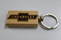 Laser Engraved Wood Keychain Chevrolet Bowtie Fatman's Garage 2 sided
