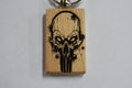 Custom Laser Engraved Wood Keychain Punisher Skull Fatman's Garage 2 sided Cool