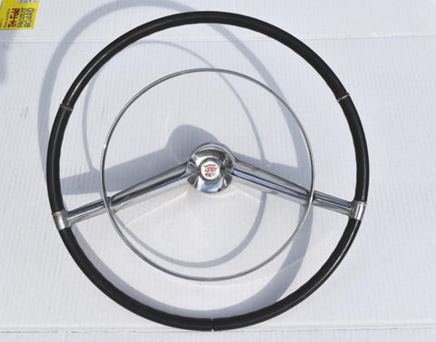 1958 Cadillac Limo Steering Wheel Black Horn Ring Button Complete Series 75 58