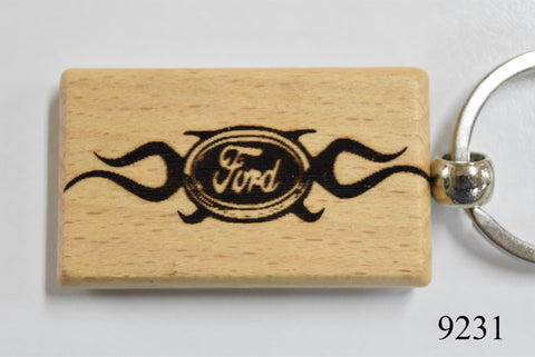 Laser Engraved Wood Keychain Ford Fatman's Garage 2 sided