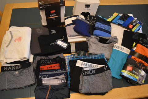 Wholesale 14 lb Lot of Mens Basics Underwear T Shirts Undershirts Boxers Briefs