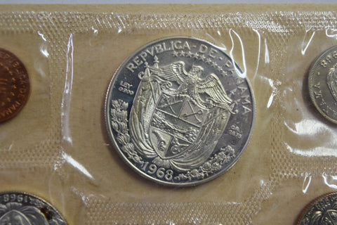 1968 PANAMA Large CONQUISTADOR BALBOA Genuine Proof 6 Coin Set 2 Silver