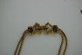 Vintage Goldette Necklace Double Chain Enamel Pendant Engraved Antique Decor