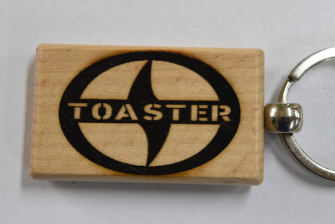 Laser Engraved Wood Keychain Scion XB Toaster Fatman's Garage 2 sided