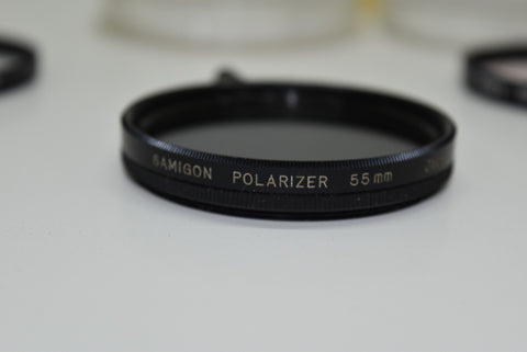 Lot of 6 55mm Lens Filters Telesar Kalimar S&K Vivitar Samigon Polarizer Cross